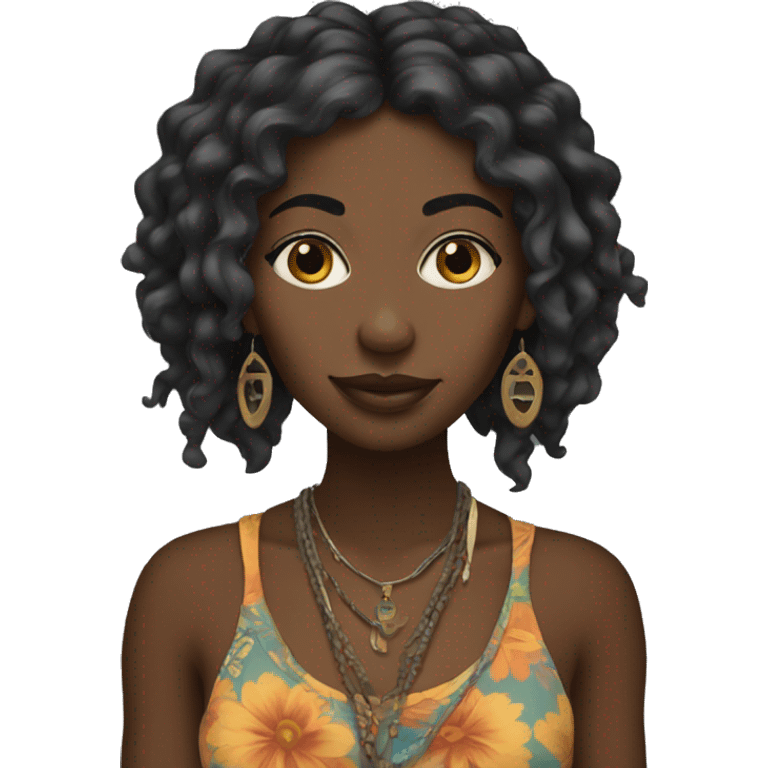 Black hippie girl emoji