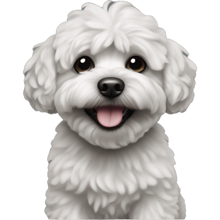 Maltipoo dog. All black in color everywhere. No other color. Extreme underbite with teeth showing  emoji