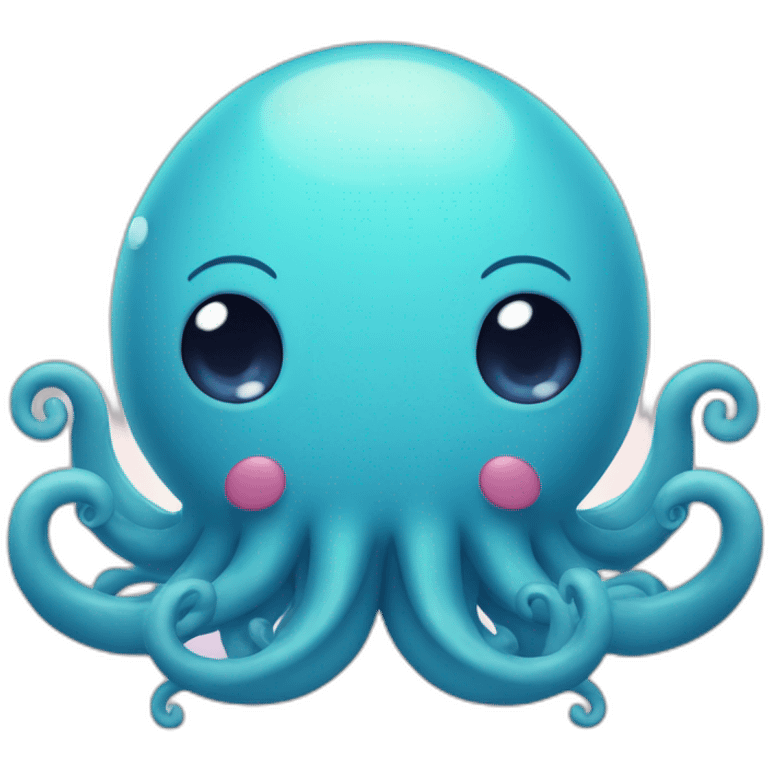 cute blue kraken with adorable face with huge hearts emoji