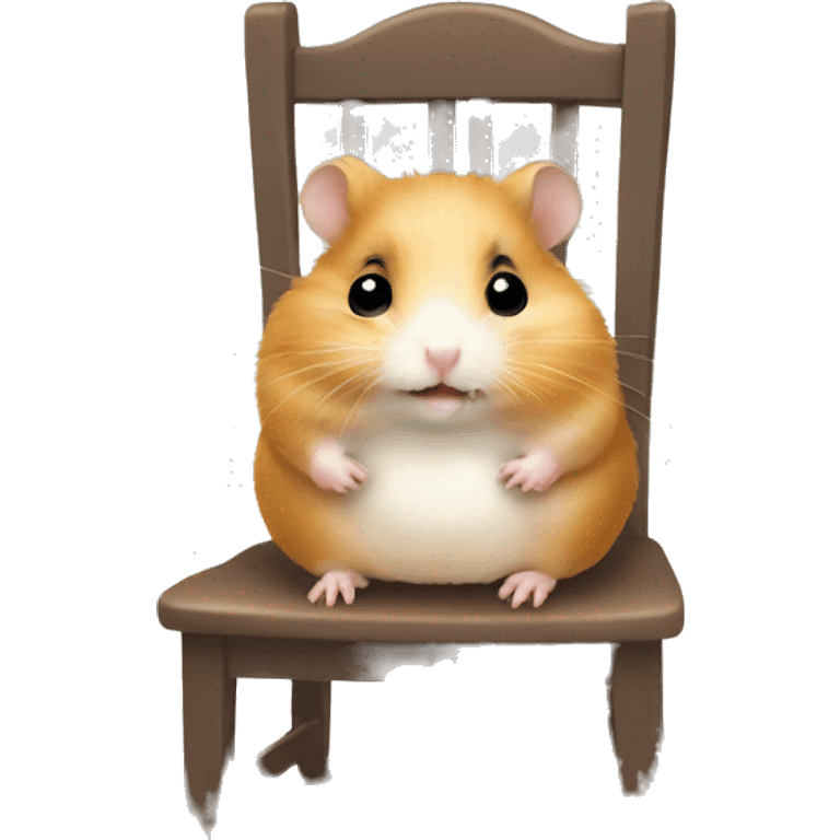 Hamster sitting on a baby chair to eat emoji