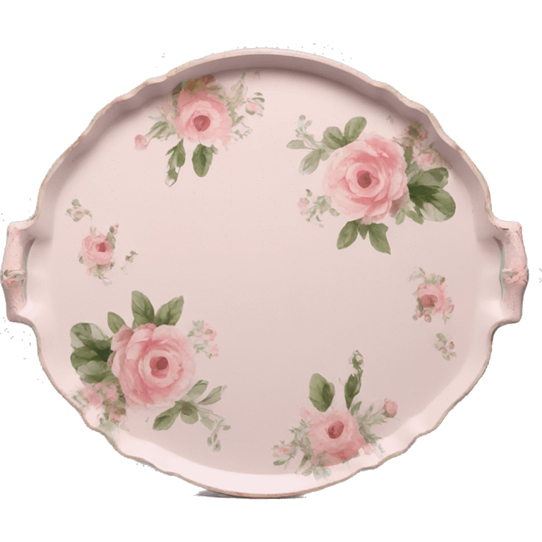 Light pink floral serving tray with handles, shabby chic style emoji