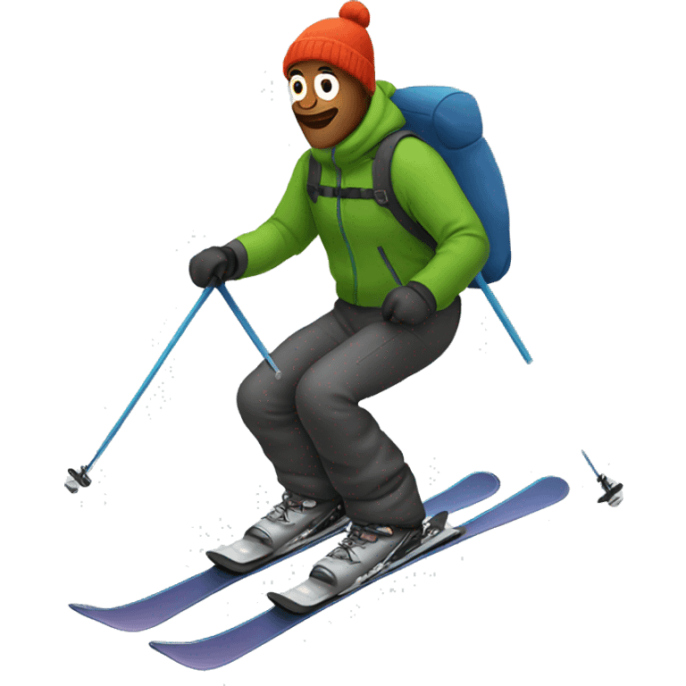 A man skiing with baggy ski pants emoji