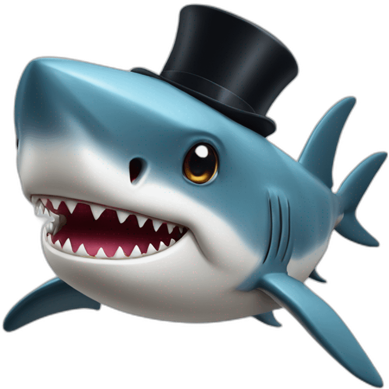 Shark with a top hat emoji