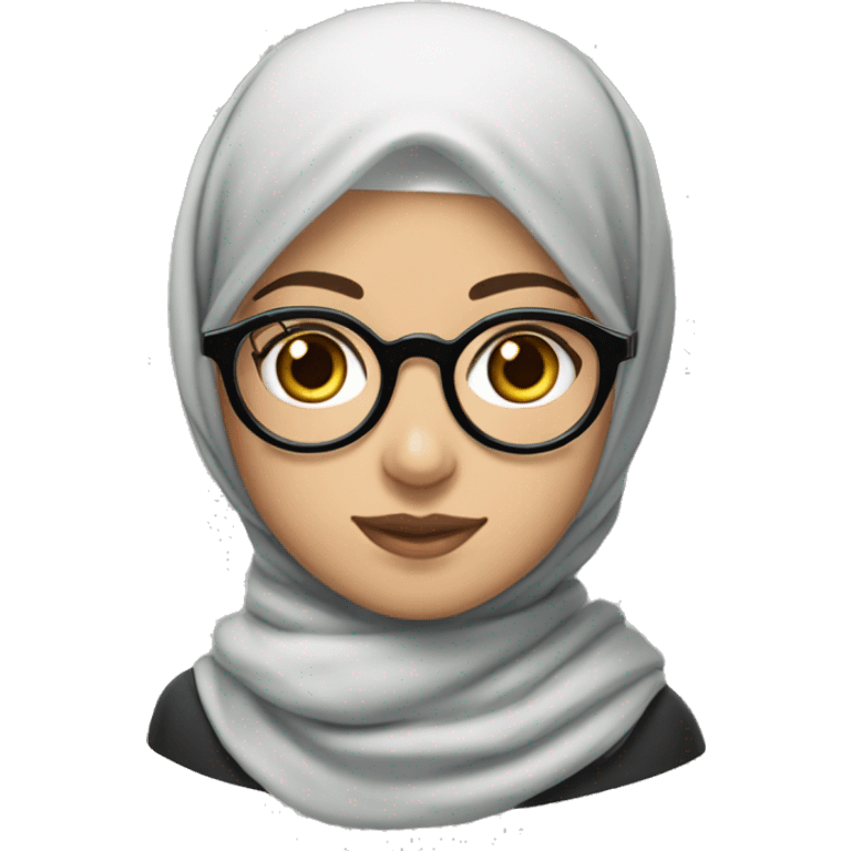 Palestinian girl, white skin, with a vela hijab and round Harry Potter glasses and also wearing a keffiyah emoji