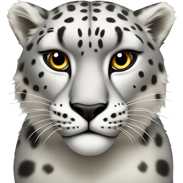 Angry snow leopard with white eyes emoji