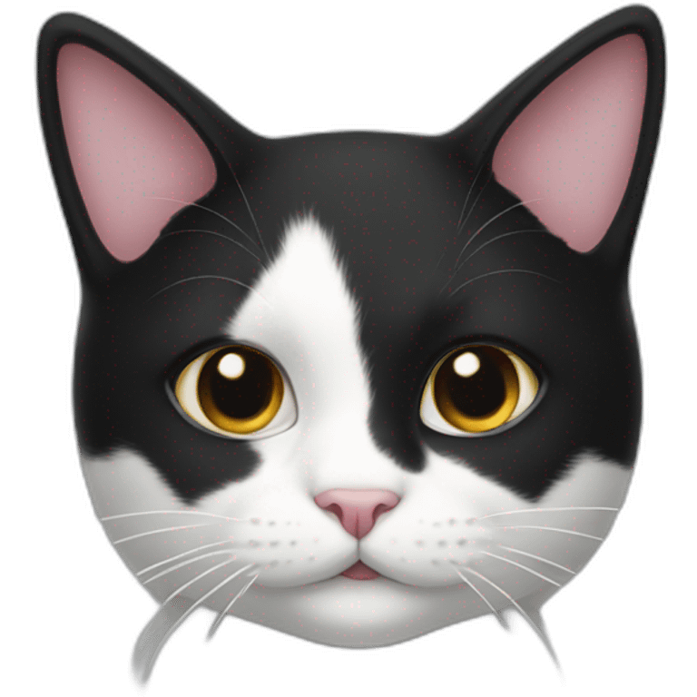 Black and white Cat with mini ears emoji