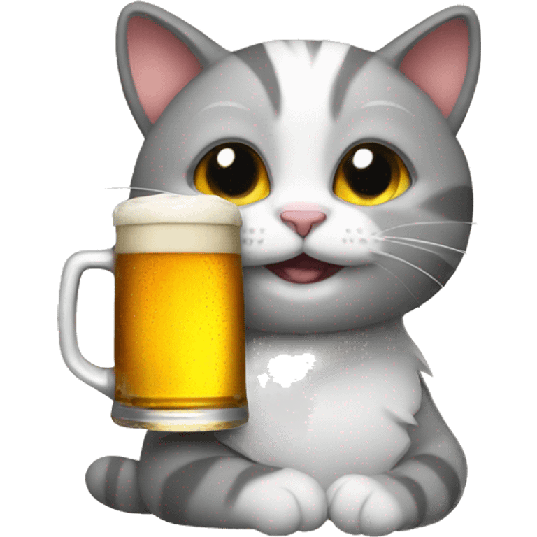 A cat with beer emoji