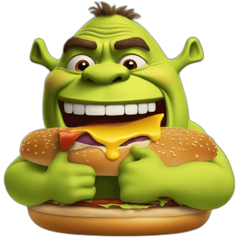 Shrek eating a burger emoji