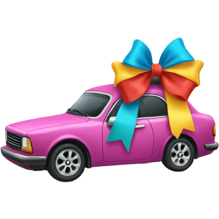 car with a bow on the roof emoji