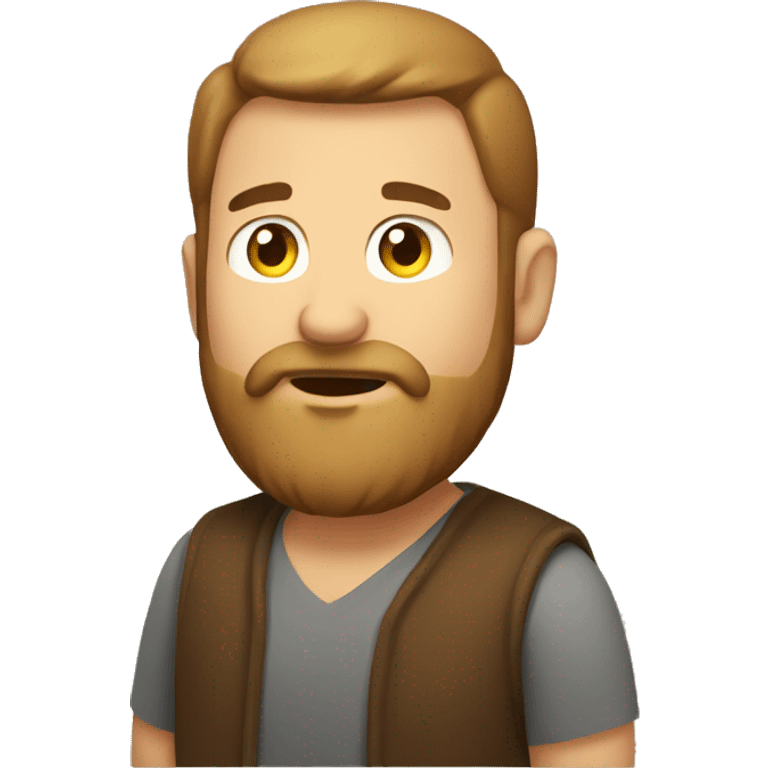 Caucasian brown Beard chubby man talking emoji