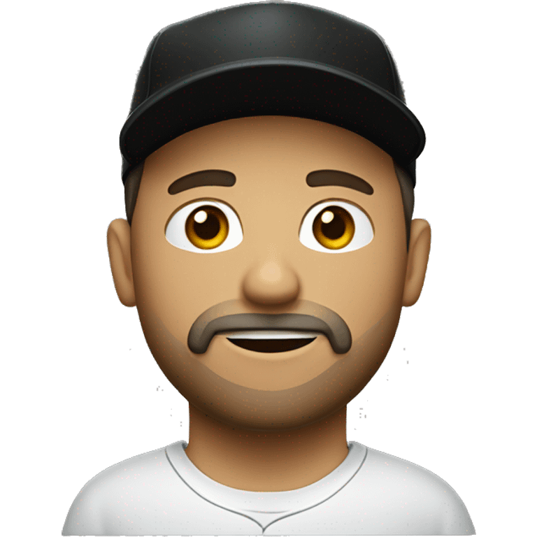 White guy with black baseball hat and a goatee emoji