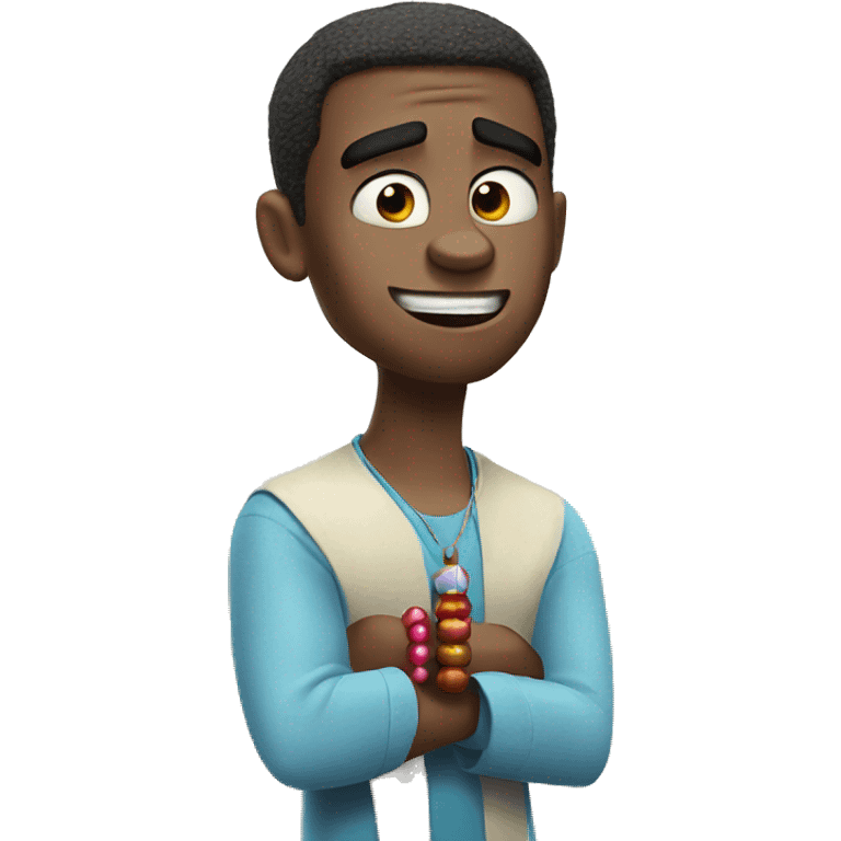 anger character from Inside out cartoon holding prayer beads emoji