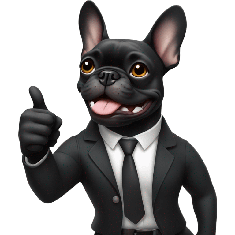 Black french bulldog doing thumbs up. Showing just the face emoji