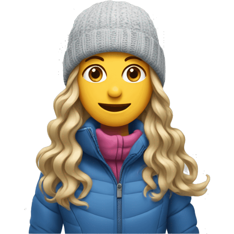 Wavy long haired girl wearing a ski hat emoji