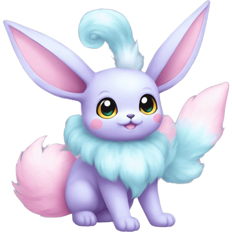 Kawaii Pastel Cotton-Candy-Colored Eeveelution-Cute-Bunny-Pokémon-fusion full body emoji