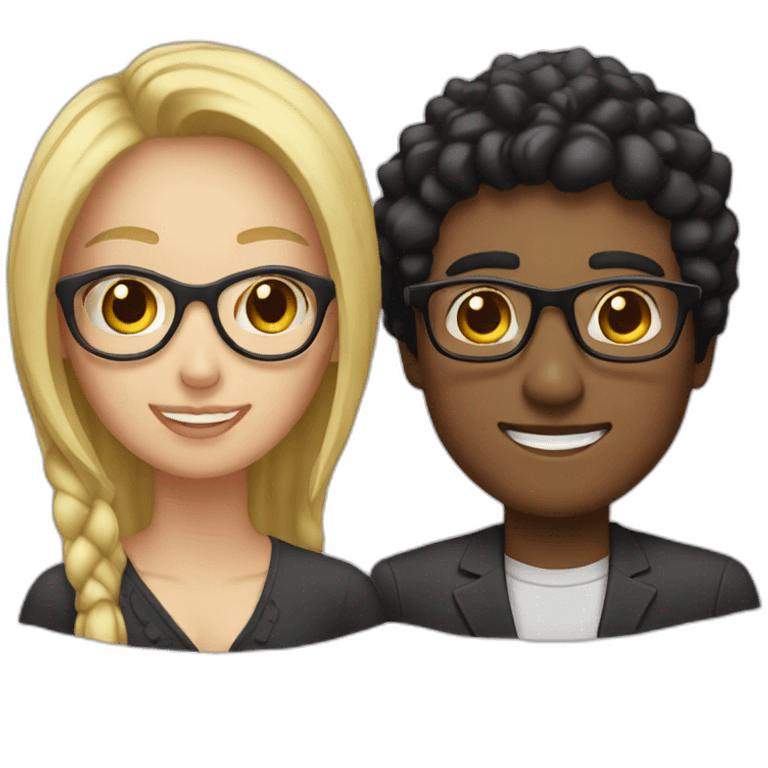 Woman with blonde hair and man with black hair with glasses emoji