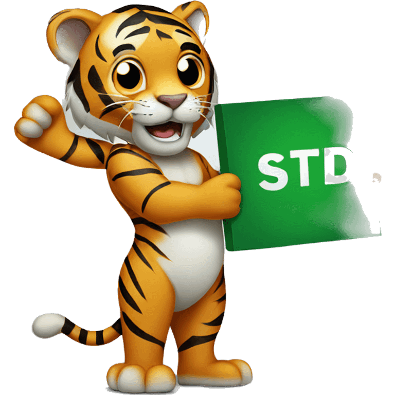 Tiger holding sign that says STTDB emoji