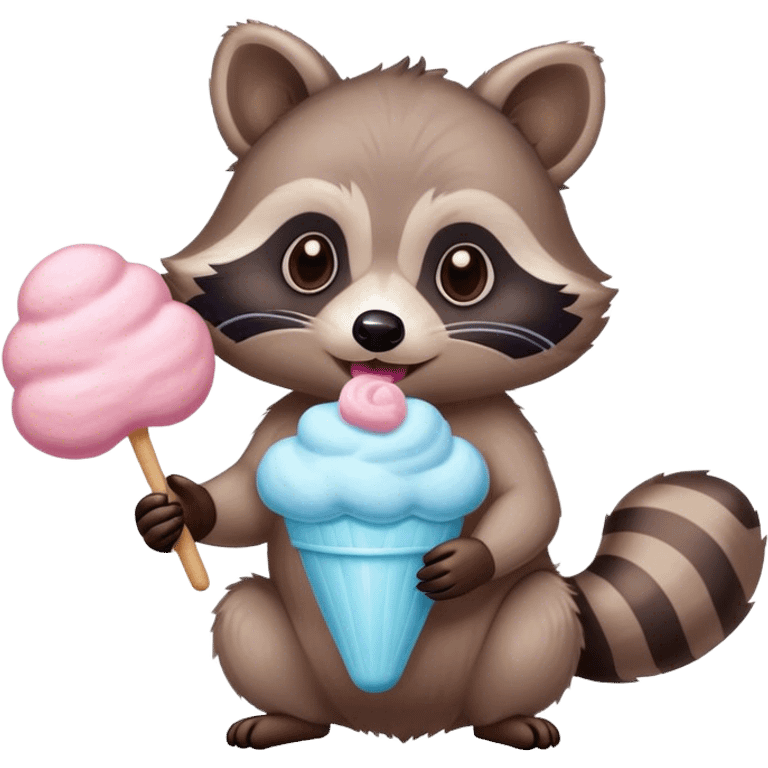 Raccoon with cotton candy emoji