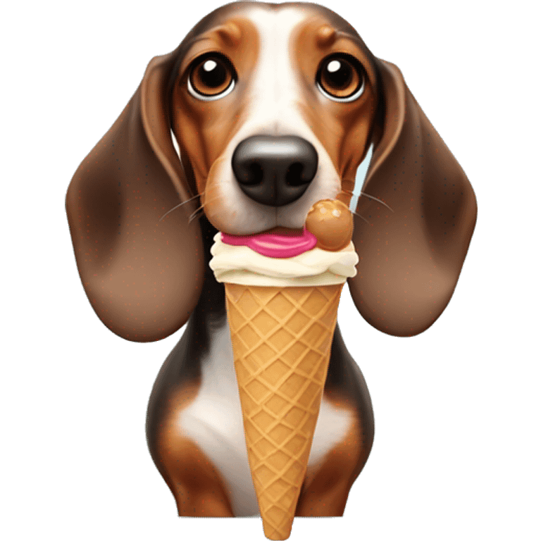 dachshund eating ice cream  emoji