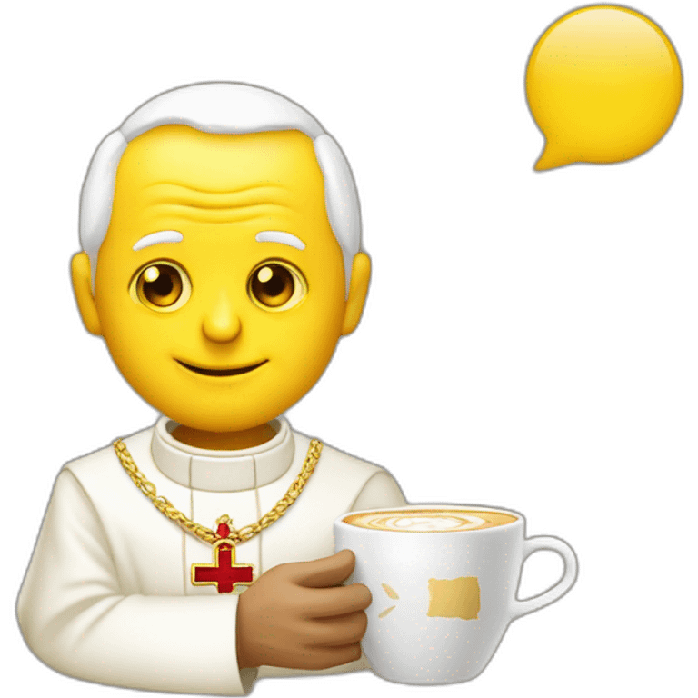 pope John Paul II with yellow face offering coffee emoji