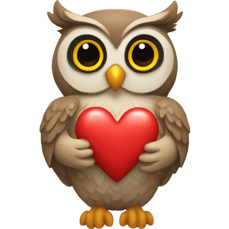 Owl holding heart emoji