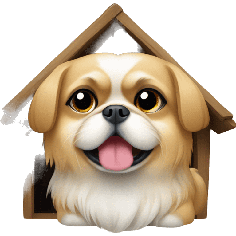 Pekinese inside a doghouse emoji