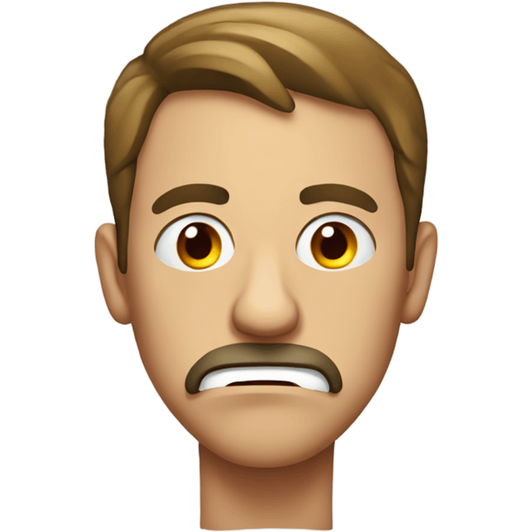 Disgusted man with red on mouth emoji