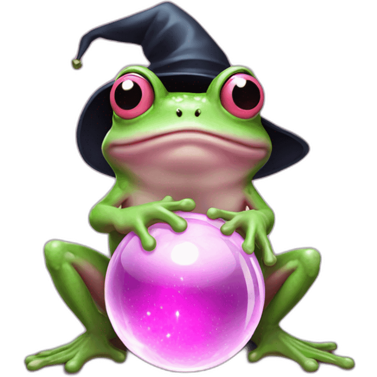 pink Witch frog with crystal ball emoji