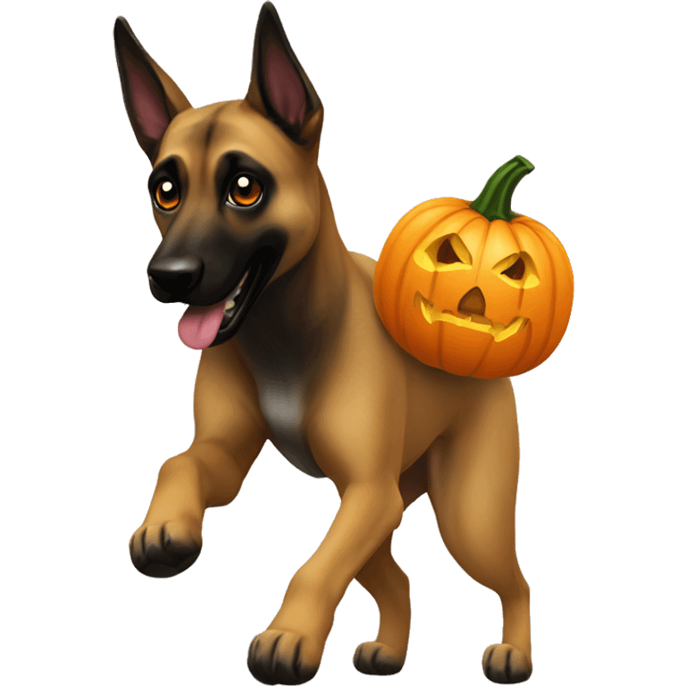 malinois run pumpkin scary spooky halloween emoji