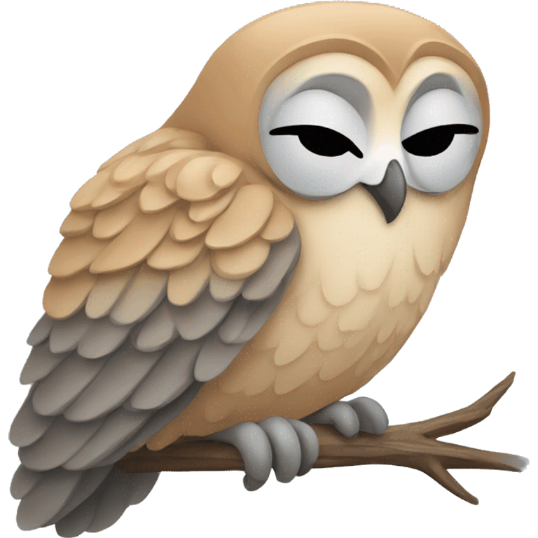 Tan and grey owl sleeping emoji