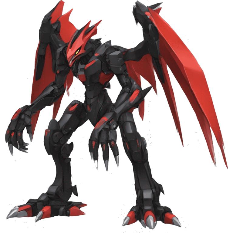  Cool Edgy Black Red Digimon-Fakemon-Raptor-Dragon-Mecha full body emoji