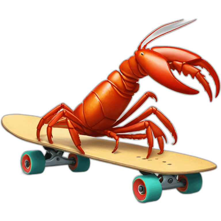 lobster on a skateboard, front view emoji