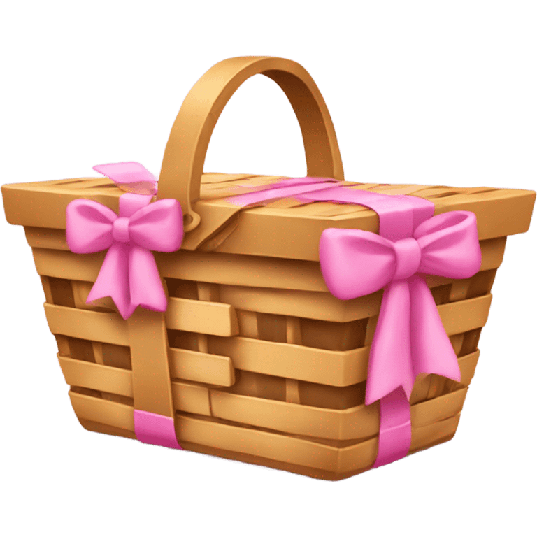 Closed picnic basket with pink bow emoji