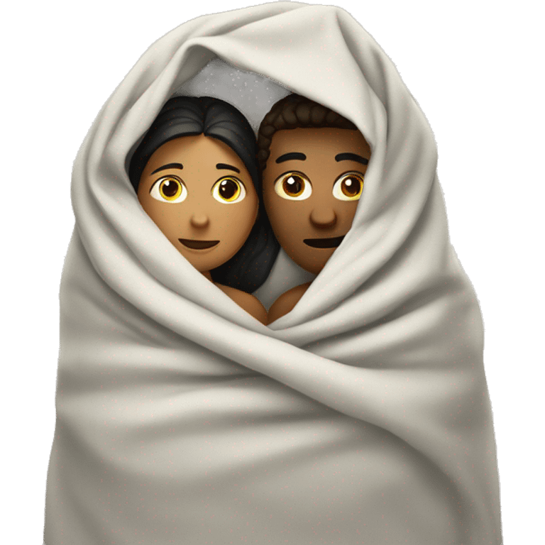 Two people under blanket emoji