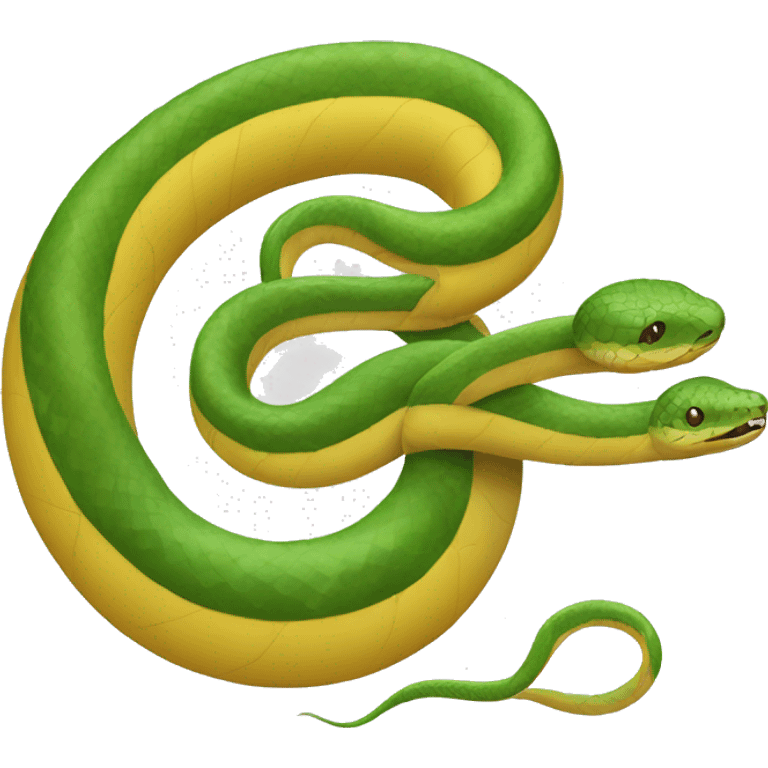 One brown snake, one green snake and one yellow snake emoji