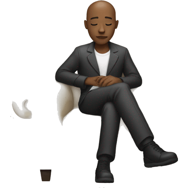 black man with bald head reclining in chair emoji