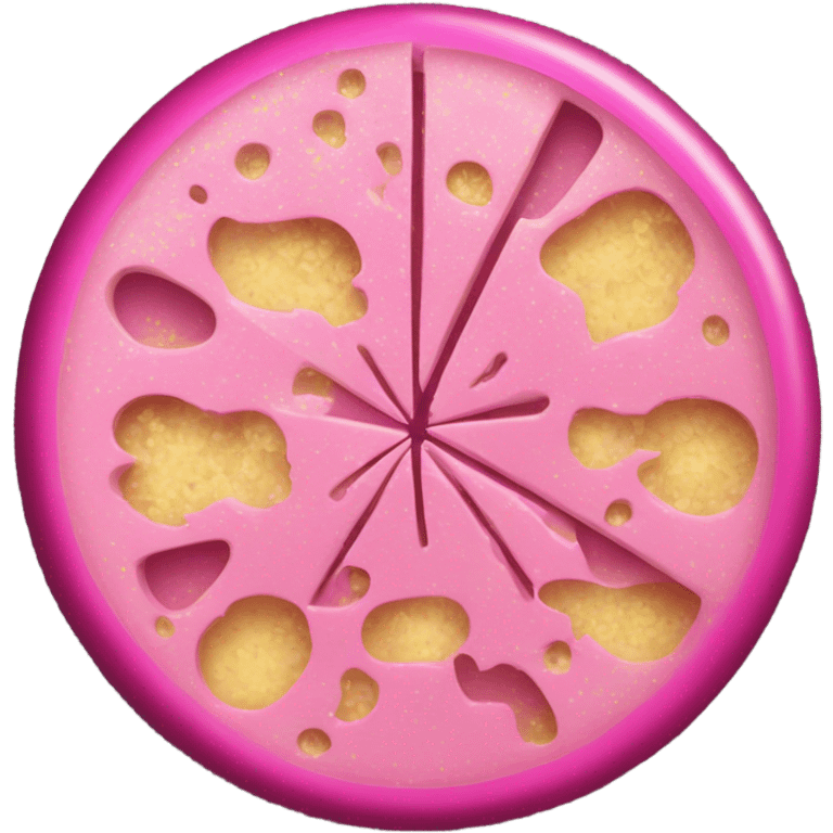 Hot pink wheel of cheese with glittwr emoji