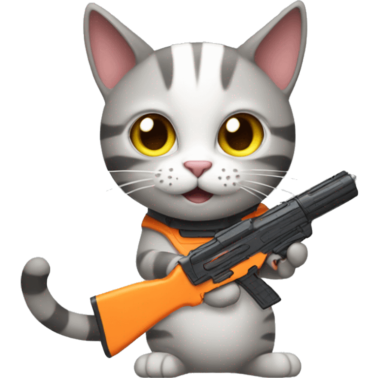 cat holding a nerf emoji