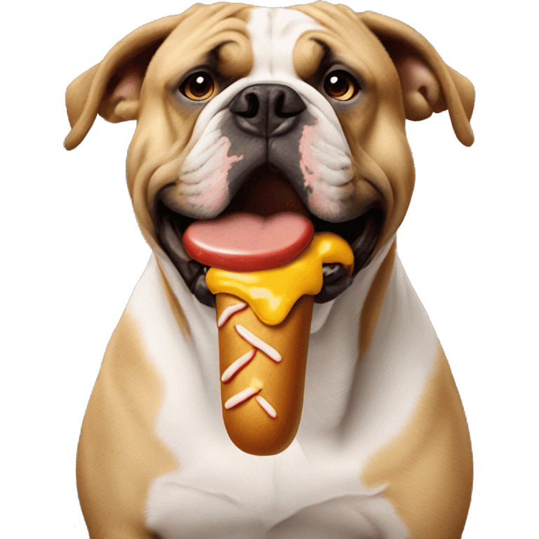 Bulldogg eating hot dog emoji