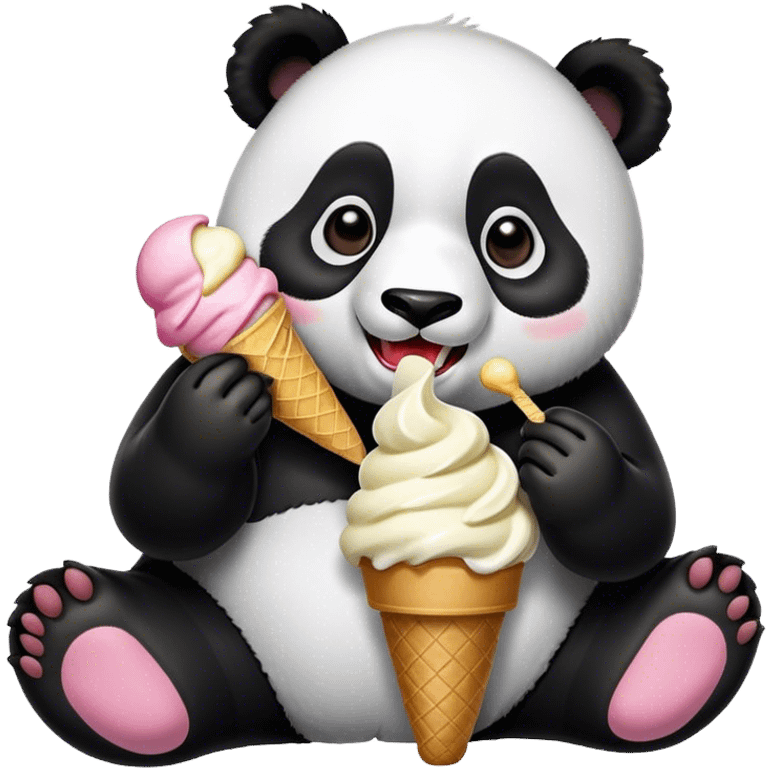 Panda eating ice cream emoji