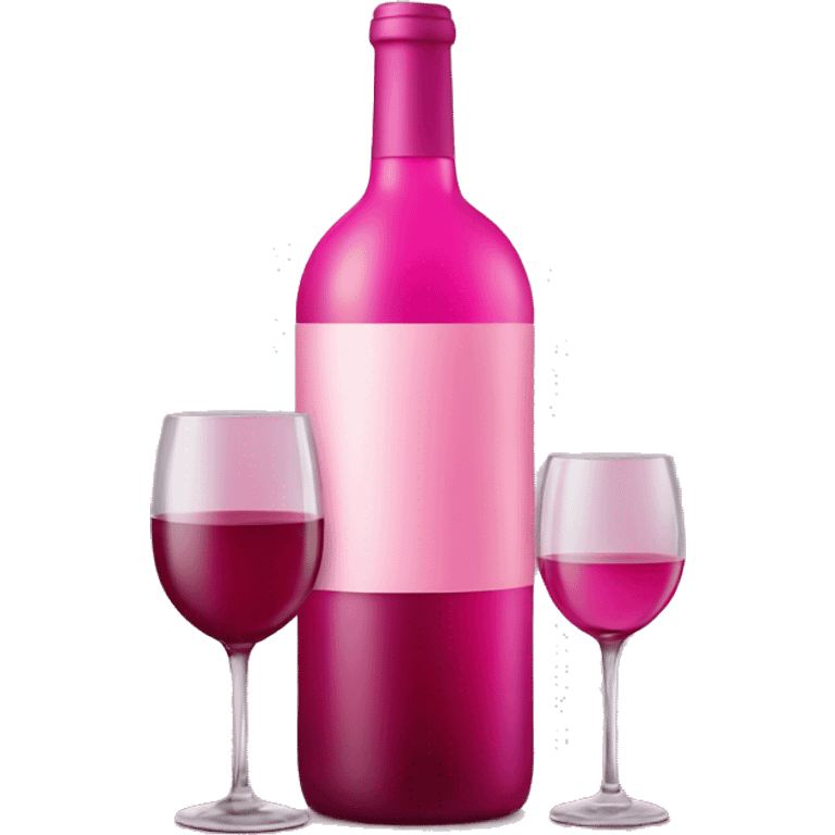 Pink wine bottle and small wine glass emoji