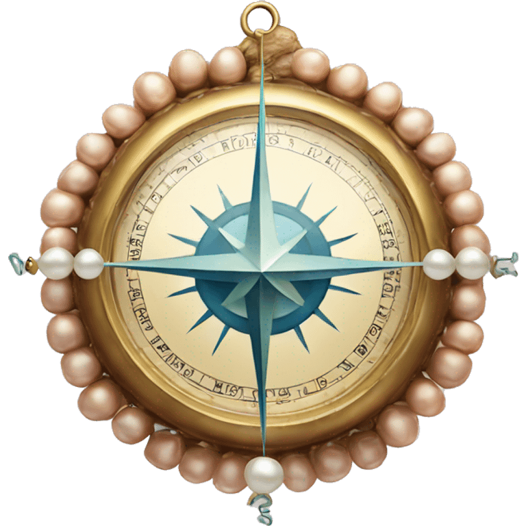 Compass inside shell and pearls emoji