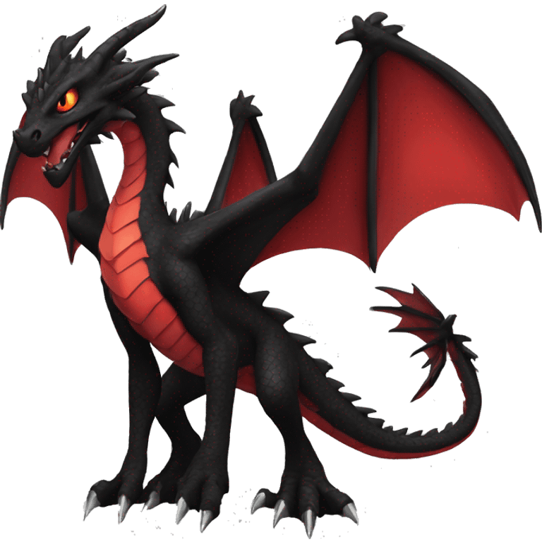 cool edgy black and red Dark-type dragon Pokémon full body emoji