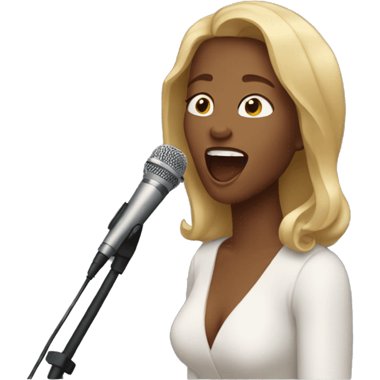 Dark blond woman singing  emoji