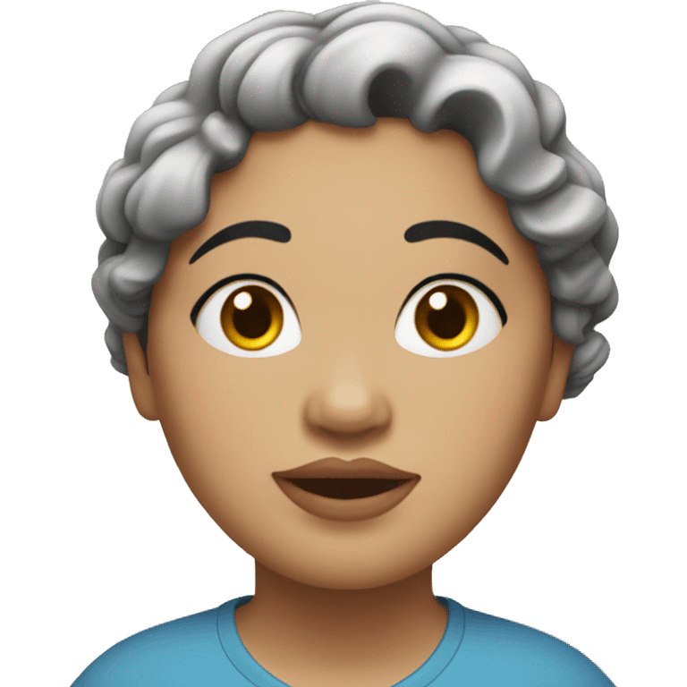 Southeast Asian woman, overweight, with black wavy curls. emoji