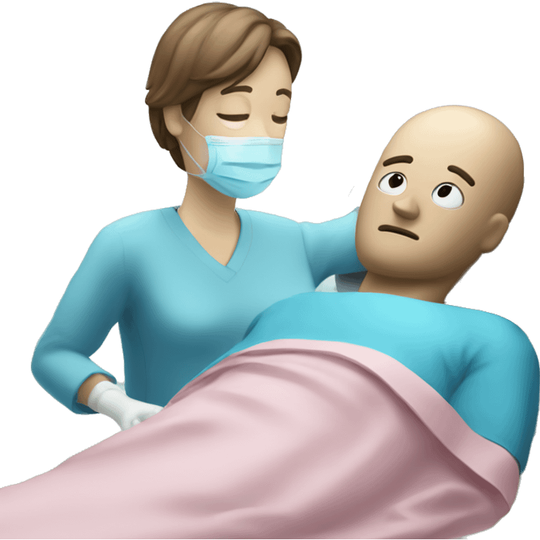 the patient man is on the surgical table emoji