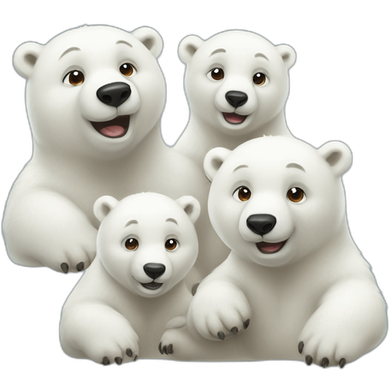 3 cute polar bears emoji