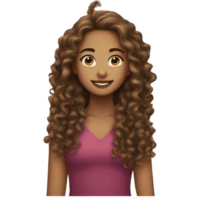 light skin girl with long brown curly hair emoji