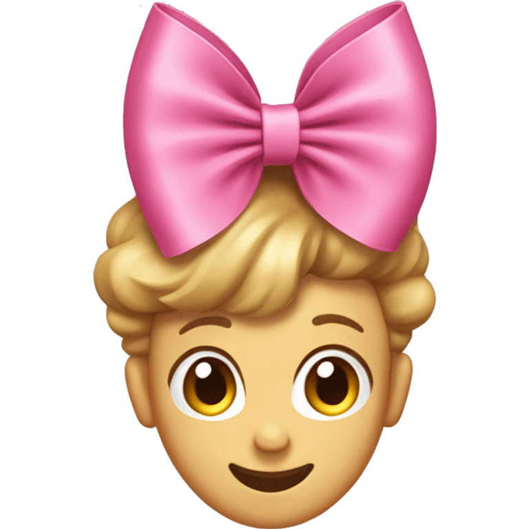 Pink bow on a happy wmoji emoji