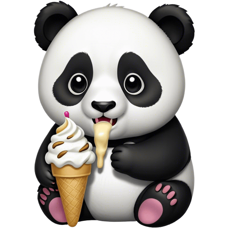 Panda eating ice cream emoji